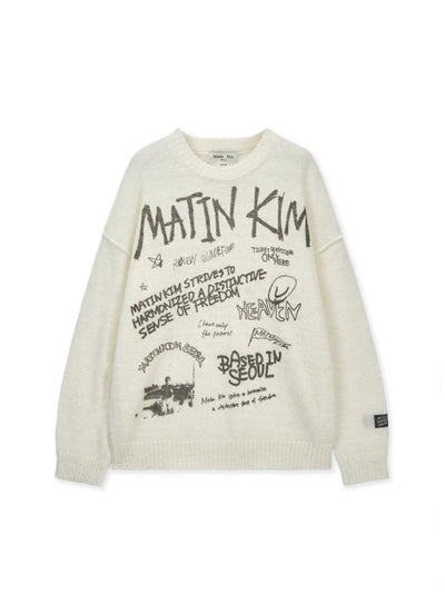 MATIN KIM GRAFFITI ARTWORK KNIT PULLOVER