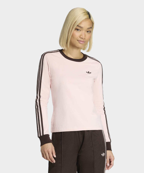 ADIDAS ADIDAS 3-Stripe Long Sleeve Slim Fit T-Shirt - Sandy Pink