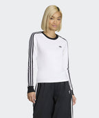 ADIDAS ADIDAS 3-Stripe Long Sleeve Slim Fit T-Shirt - White:Black