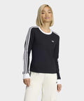 ADIDAS ADIDAS 3-Stripe Long Sleeve Slim Fit T-Shirt - Black:White