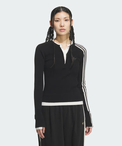 ADIDAS Premium 3-Stripe Button Crew Sweatshirt