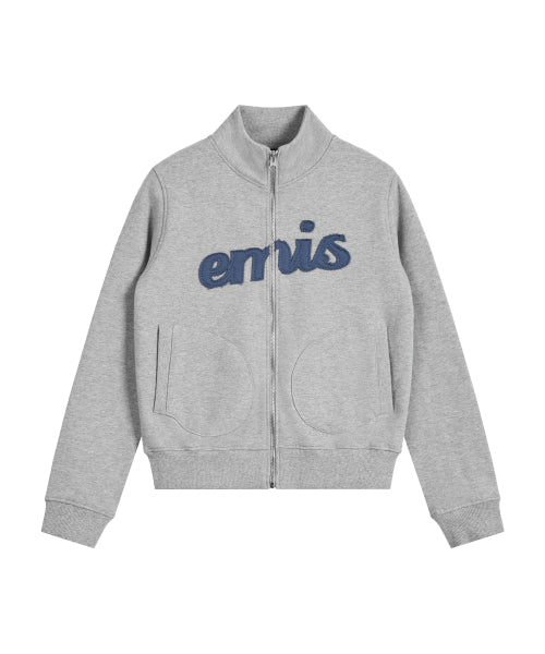 EMIS EMIS T-Shirt Lettering Logo Zip-Up Melange Gray