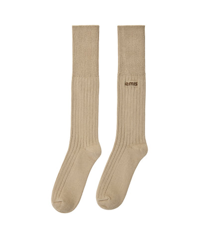 (W)TWO-WAY RIBBED SOCKS-BEIGE