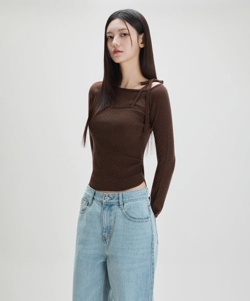 MIXXO MIXXO Knitwear Ribbon One-Shoulder Pullover