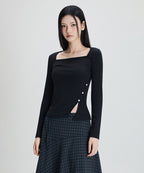 MIXXO MIXXO T-Shirt Square Neck Side Slit