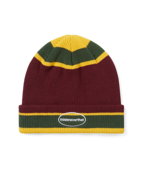 THISISNEVERTHAT THISISNEVERTHAT E/T-Logo Multi Striped Beanie Burgundy