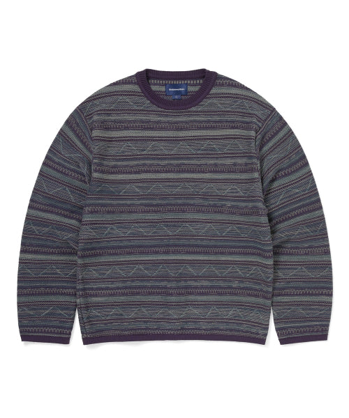 THISISNEVERTHAT THISISNEVERTHAT Sweatshirt Pattern Knit Crew Dark Purple