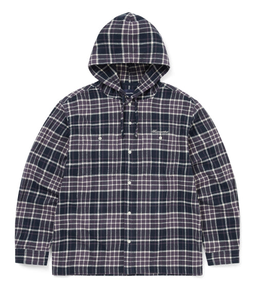 THISISNEVERTHAT THISISNEVERTHAT Flannel Hooded Check Shirt Purple