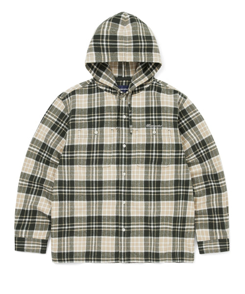 THISISNEVERTHAT THISISNEVERTHAT Flannel Hooded Check Shirt Green
