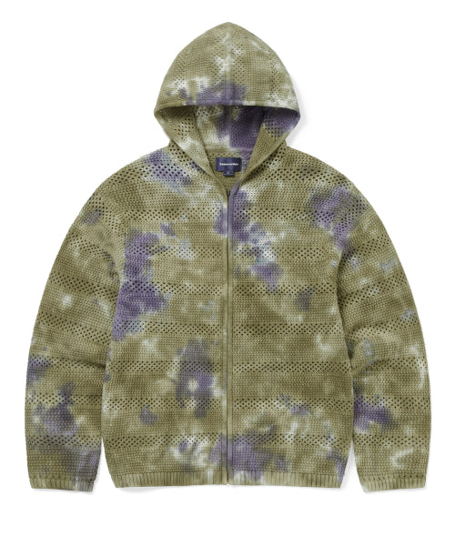 THISISNEVERTHAT THISISNEVERTHAT Crochet Knit Zip Hoodie Olive Green