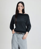 MIXXO MIXXO Knitwear Boat Neck Striped Pullover