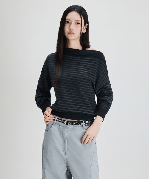 MIXXO MIXXO Knitwear Boat Neck Striped Pullover