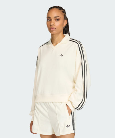 ADIDAS Terry Towel V-neck Long Sleeve Polo Shirt