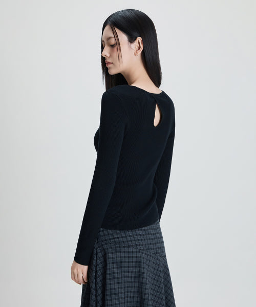 MIXXO MIXXO Knitwear Back Slit Ribbed Pullover - Size S