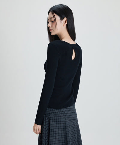 MIXXO Knitwear Back Slit Ribbed Pullover - Size S