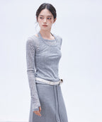 MIXXO MIXXO T-Shirt Halterneck See-Through Long Sleeve
