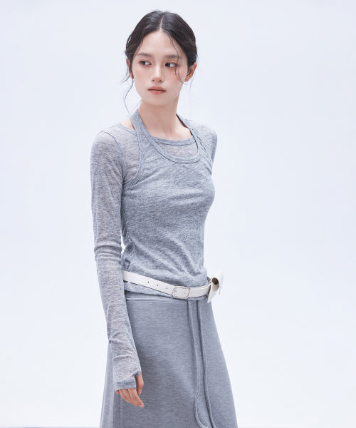 MIXXO MIXXO T-Shirt Halterneck See-Through Long Sleeve