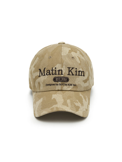 MATIN KIM MATIN KIM CAMOUFLAGE LOGO BALL CAP in Beige