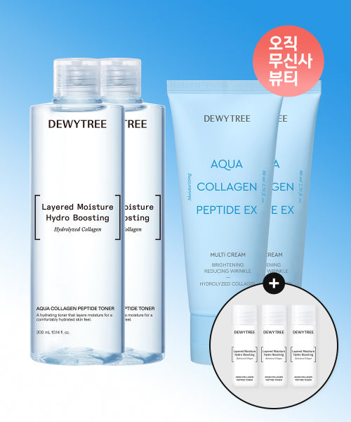 Dewytree Dewytree Aqua Collagen Peptide Toner 300ml x 2 + Cream 80ml x 2
