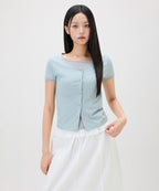 MIXXO MIXXO T-Shirt Button-type Layered Long Sleeve (C)