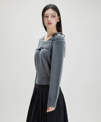MIXXO MIXXO Overfit Off-Shoulder Ribbon Pullover S