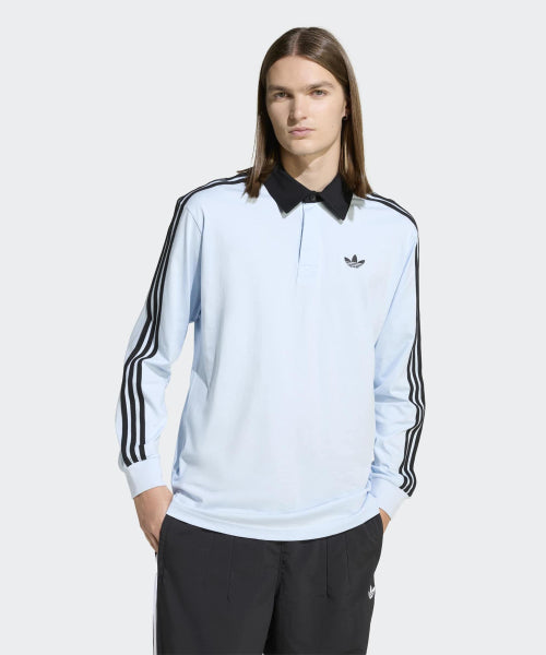ADIDAS ADIDAS 3-Stripe Rugby Long Sleeve Polo - Crystal Sky