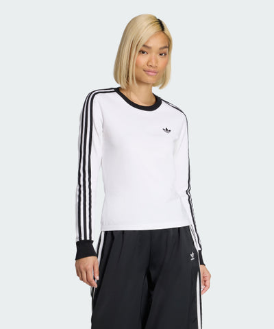 ADIDAS 3-Stripe Long Sleeve T-Shirt - White:Black
