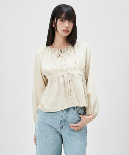 MIXXO MIXXO Tie Shirring Blouse - C