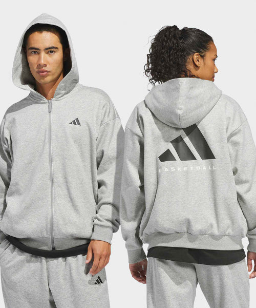 ADIDAS ADIDAS Basketball Full Zip Hoodie - Medium Gray Heather