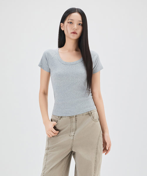 MIXXO MIXXO T-Shirt Ribbed U-neck (Size S)