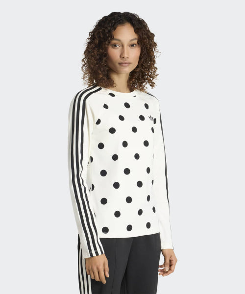 ADIDAS ADIDAS Polka Dot Slim Long Sleeve Top - Off-white