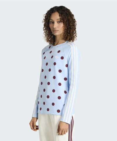 ADIDAS Polka Dot Slim Long Sleeve Top - Clear Sky