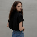 LANG5 [LIDIA] NOTCHED COLLAR HALF SHIRT [Lidia] Notched collar short-sleeved shirt