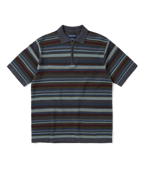 THISISNEVERTHAT THISISNEVERTHAT Striped S/S Knit Polo Dark Navy