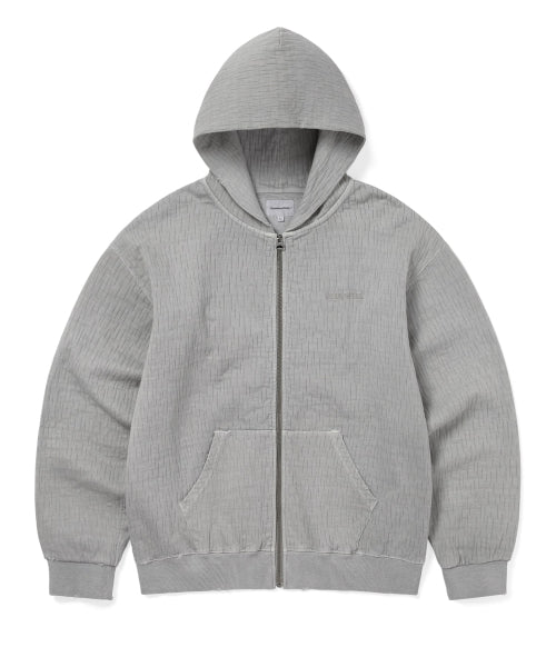 THISISNEVERTHAT THISISNEVERTHAT Damaged Zip Up Hoodie Khaki Grey
