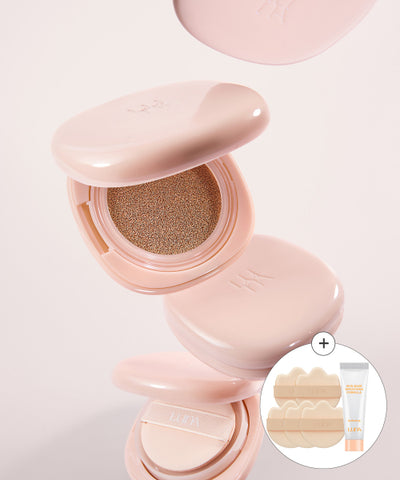 LUNA Long-lasting Conceal Cushion (Main + Refill) + 5 Puffs, Base Mini