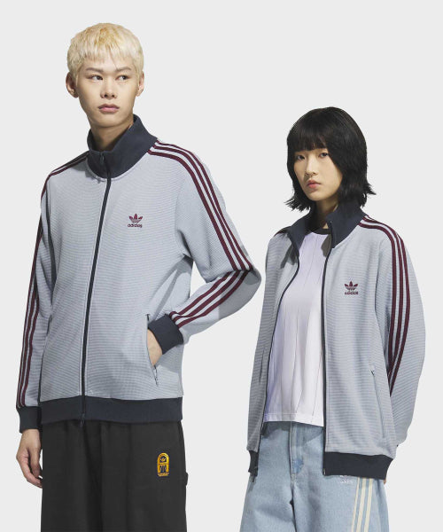 ADIDAS ADIDAS Waffle Knit Track Top - Light Gray: Maroon