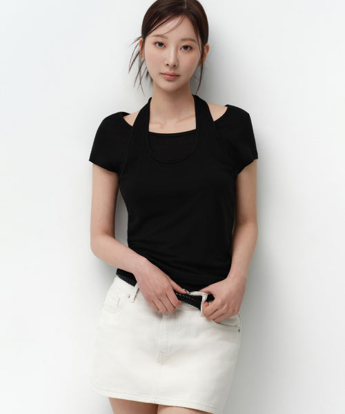 MUSINSA STANDARD WOMAN MUSINSA STANDARD WOMAN T-Shirt Women's Wool Tencel Halter Layered [Black]
