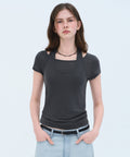 MUSINSA STANDARD WOMAN MUSINSA STANDARD WOMAN T-Shirt Halter Layered Dark Gray