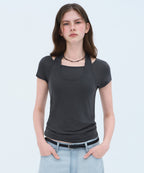 MUSINSA STANDARD WOMAN MUSINSA STANDARD WOMAN T-Shirt Halter Layered Dark Gray