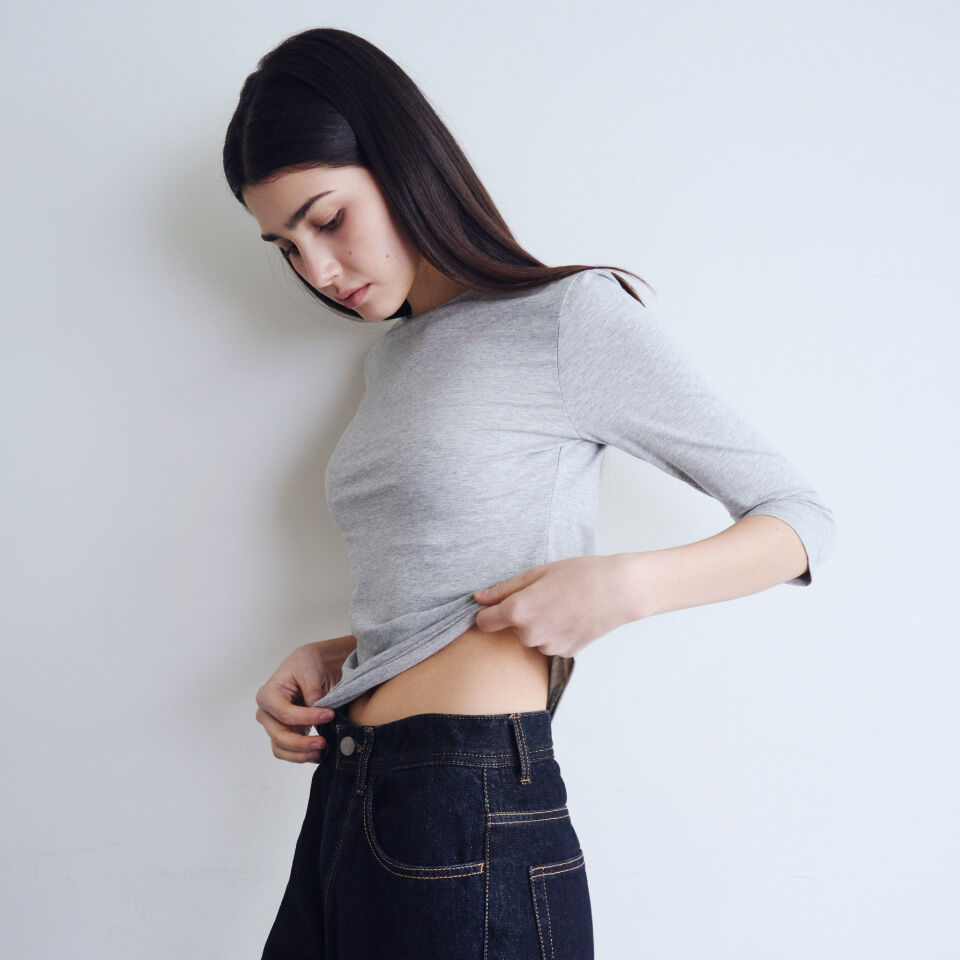 WAVE UNION Convertible Three-quarter sleeve top Heather dark gray