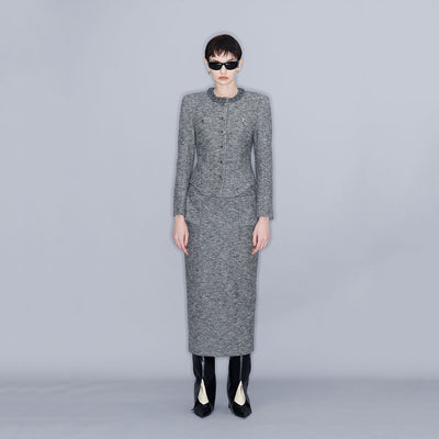 PENCIL SKIRT MELANGE GREY (W23SK501MG)