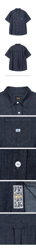 Lee Rocco Pocket Denim Short Sleeve Shirt Indigo Medium