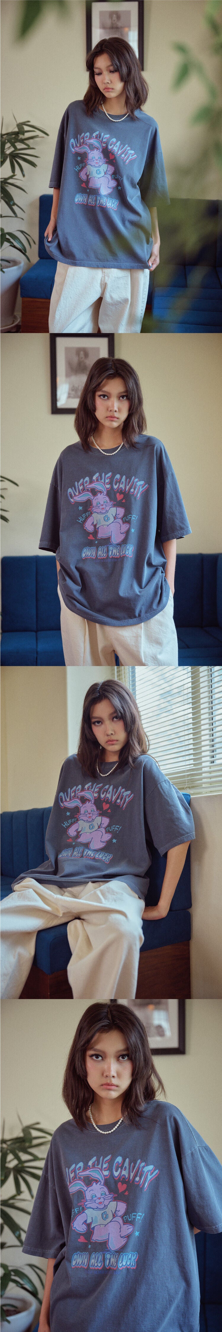 CPGN HUFF Hoppi Pigment Short Sleeve T-Shirt Dark Blue