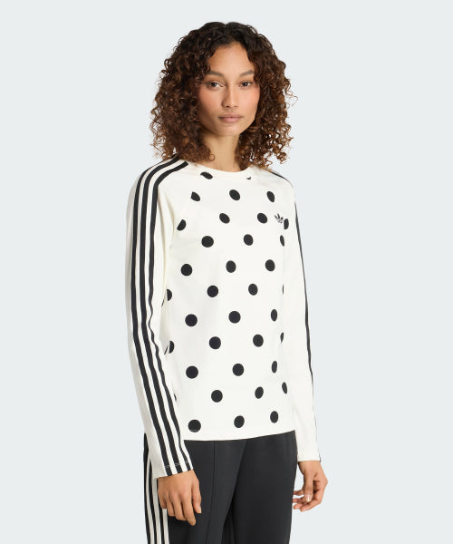 ADIDAS ADIDAS Polka Dot Slim Long Sleeve Top - Off-white