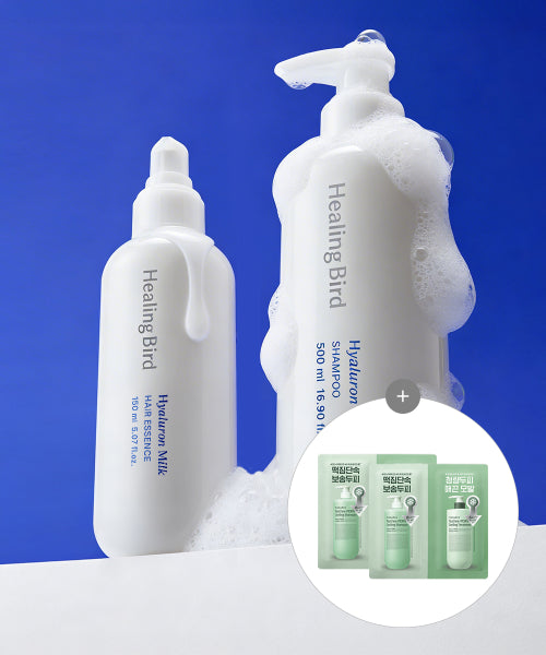 HEALING BIRD [SET] Hyaluronic Milk Shampoo + Milk Hair Essence [Giveaway] Tea Tree Duo Sachet 2EA