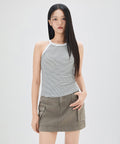 MIXXO MIXXO Halter Neck Sleeveless T-Shirt (Cream, Size S)
