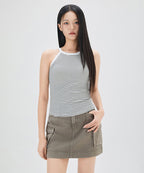 MIXXO MIXXO Halter Neck Sleeveless T-Shirt (Cream, Size S)