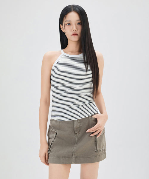 MIXXO MIXXO Halter Neck Sleeveless T-Shirt (Cream, Size S)