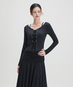 MIXXO MIXXO T-Shirt Lace-up Layered Long Sleeve